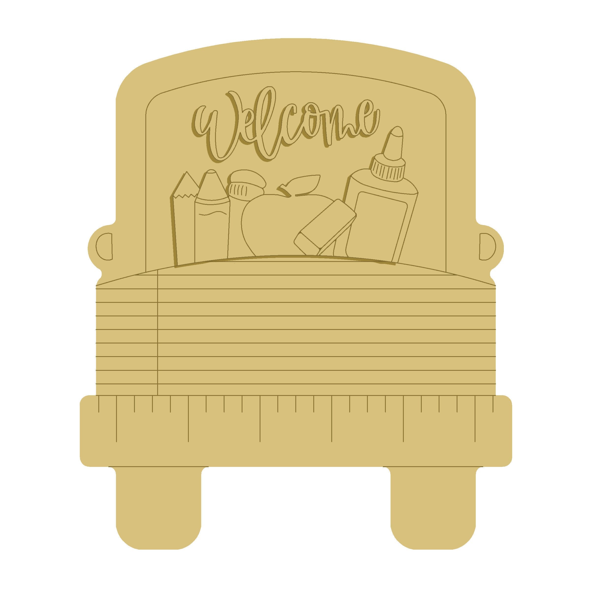 3D Design By Line Truck MDF Cutout Welcome School Supplies - Unfinished For DIY