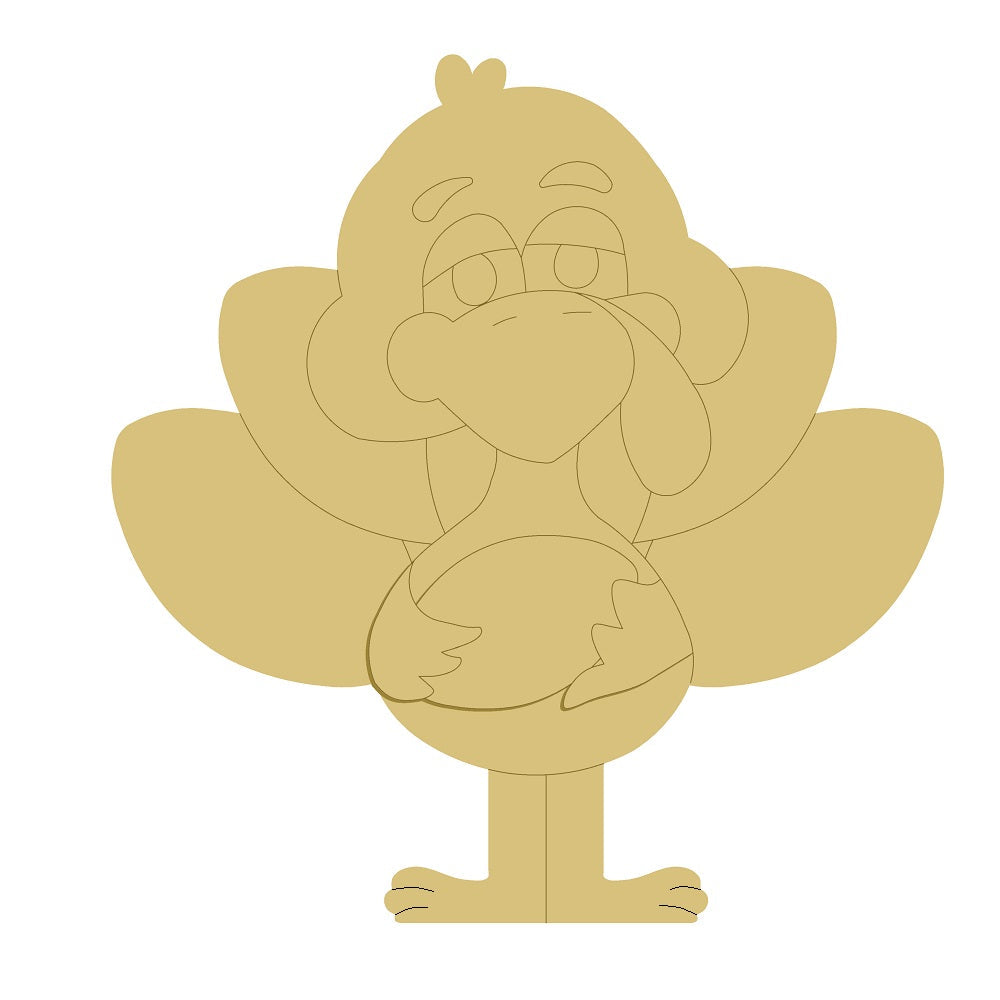 3D Design By Line Turkey MDF Cutout Cartoon Thanksgiving Decoration - Unfinished For DIY