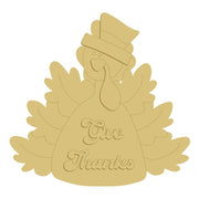3D Design By Line Turkey MDF Cutout Give Thanks - Unfinished For DIY