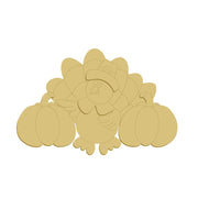 3D Design By Line Turkey MDF Cutout Thanksgiving Pilgrim Hat With Feathery Tail - Unfinished For DIY