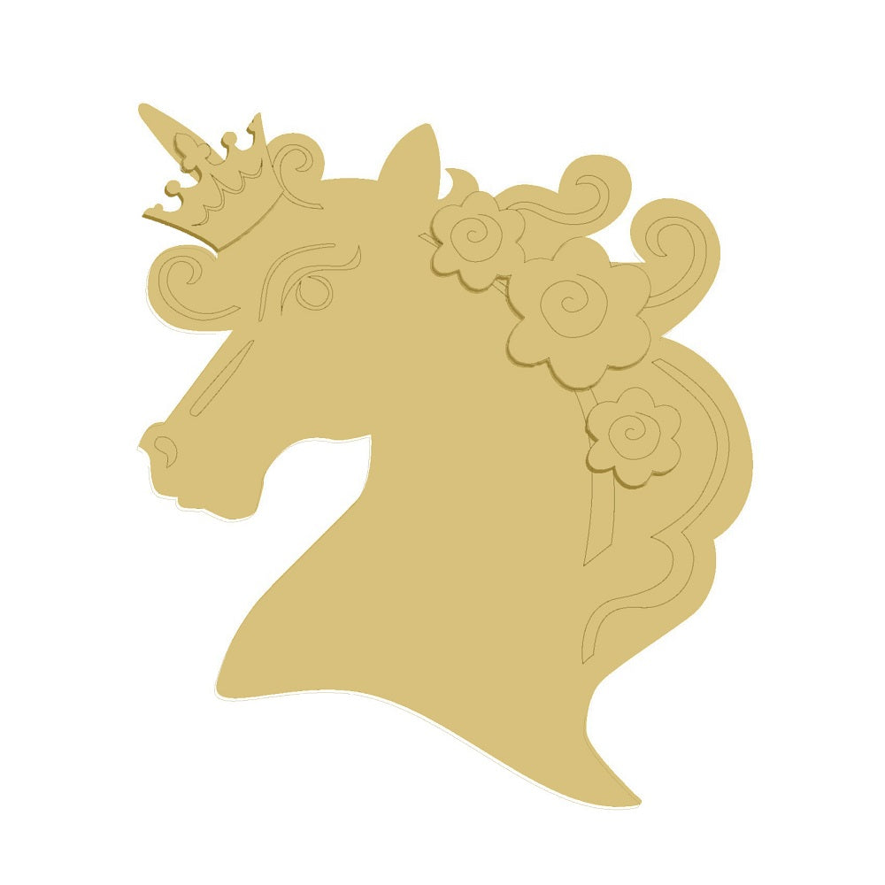 3D Design By Line Unicorn Head MDF Cutout Majestic Unicorn Crown - Unfinished For DIY