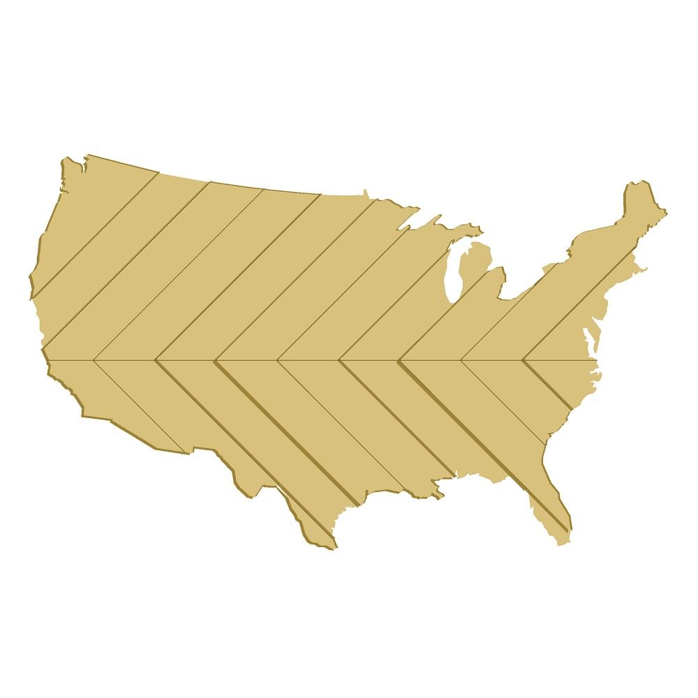 3D Design By Line United States MDF Cutout US Map With Chevron Lines - Unfinished For DIY