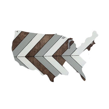 Design By Line United States Map MDF Cutout Chevron Lines - Unfinished For DIY
