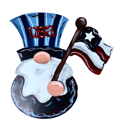 Design By Line Gnome MDF Cutout USA Flag Hat - Unfinished For DIY