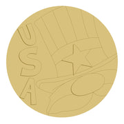 3D Design By Line Round MDF Cutout USA Gnome With Star - Unfinished For DIY