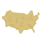 3D Design By Line United States Map MDF Cutout With Stars and USA sign - Unfinished For DIY