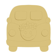 3D Design By Line Hippie Van MDF Cutout With Flower Crown - Unfinished For DIY