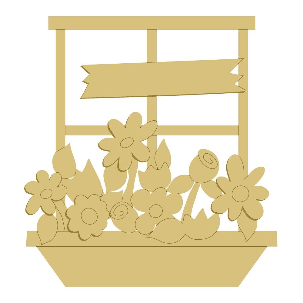 3D Design By Line Floral Window MDF Cutout - Unfinished For DIY