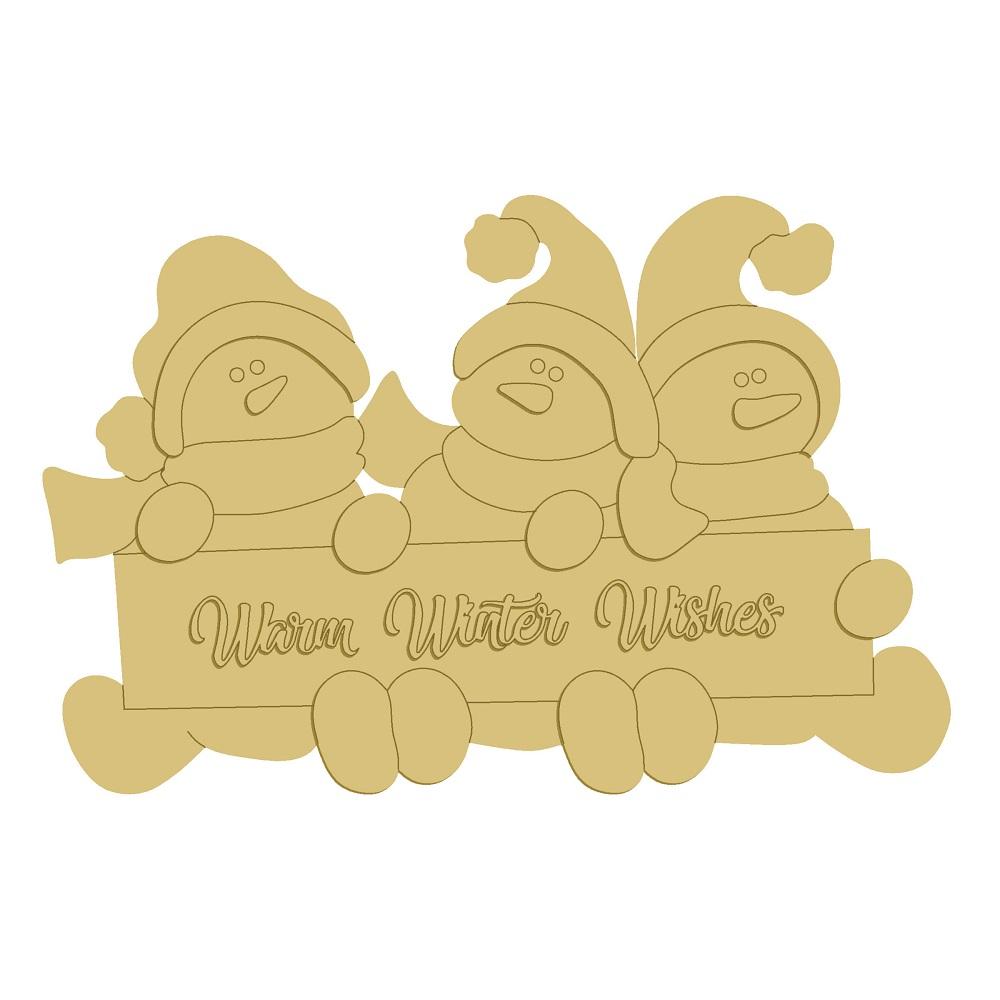3D Santas MDF Cutout Warm Winter Wishes - Unfinished For DIY
