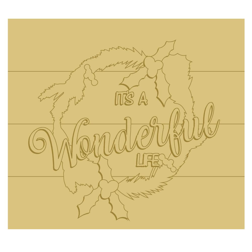 3D Design By Line Wreath MDF Cutout It's A Wonderful Life - Unfinished For DIY