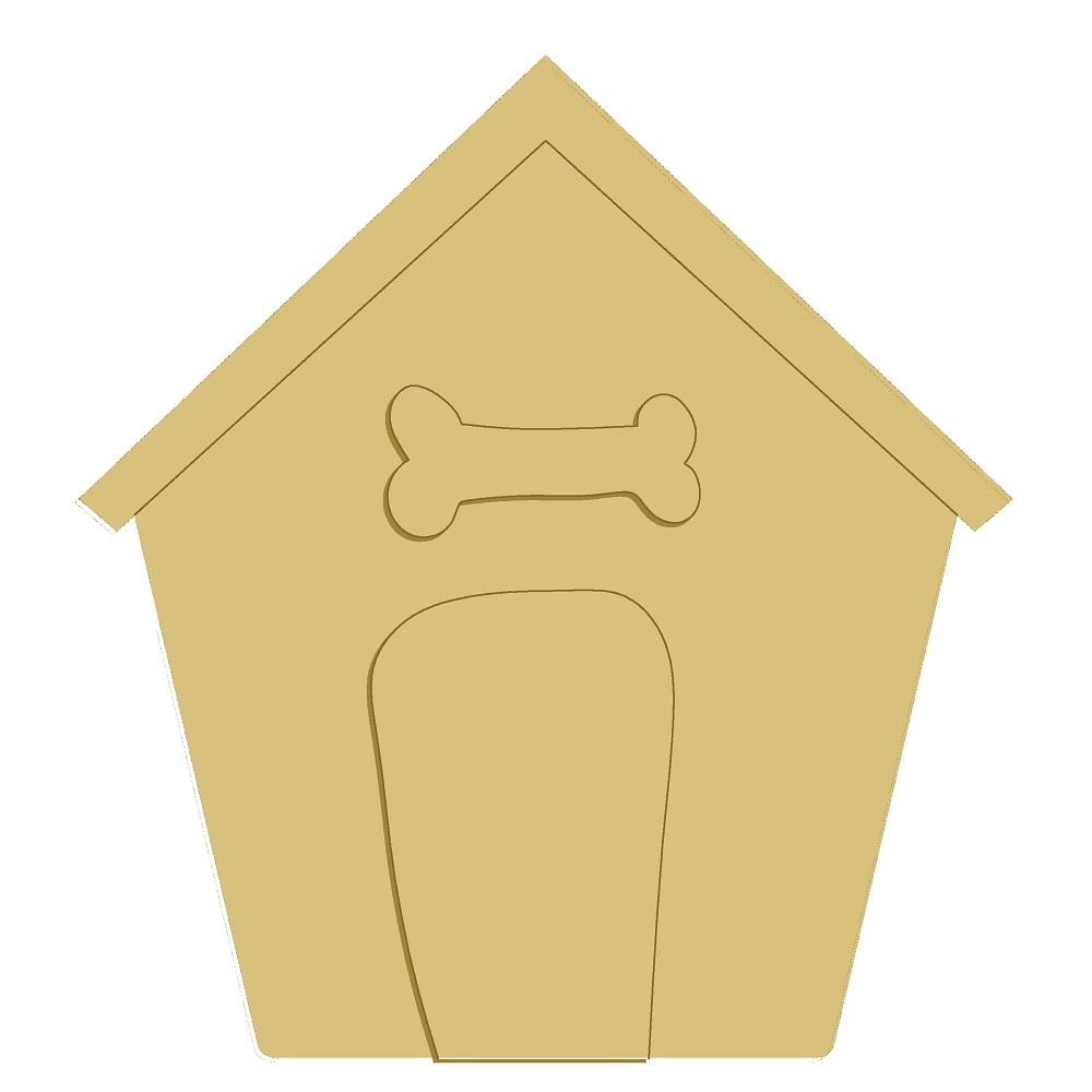 3D Dog House MDF Cutout Bone Detail - Unfinished For DIY