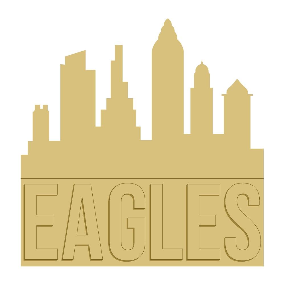 3D Rectangle MDF Cutout Eagles Skyline - Unfinished For DIY