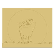 3D Rectangle MDF Cutout Elk And Moon Silhouette - Unfinished For DIY
