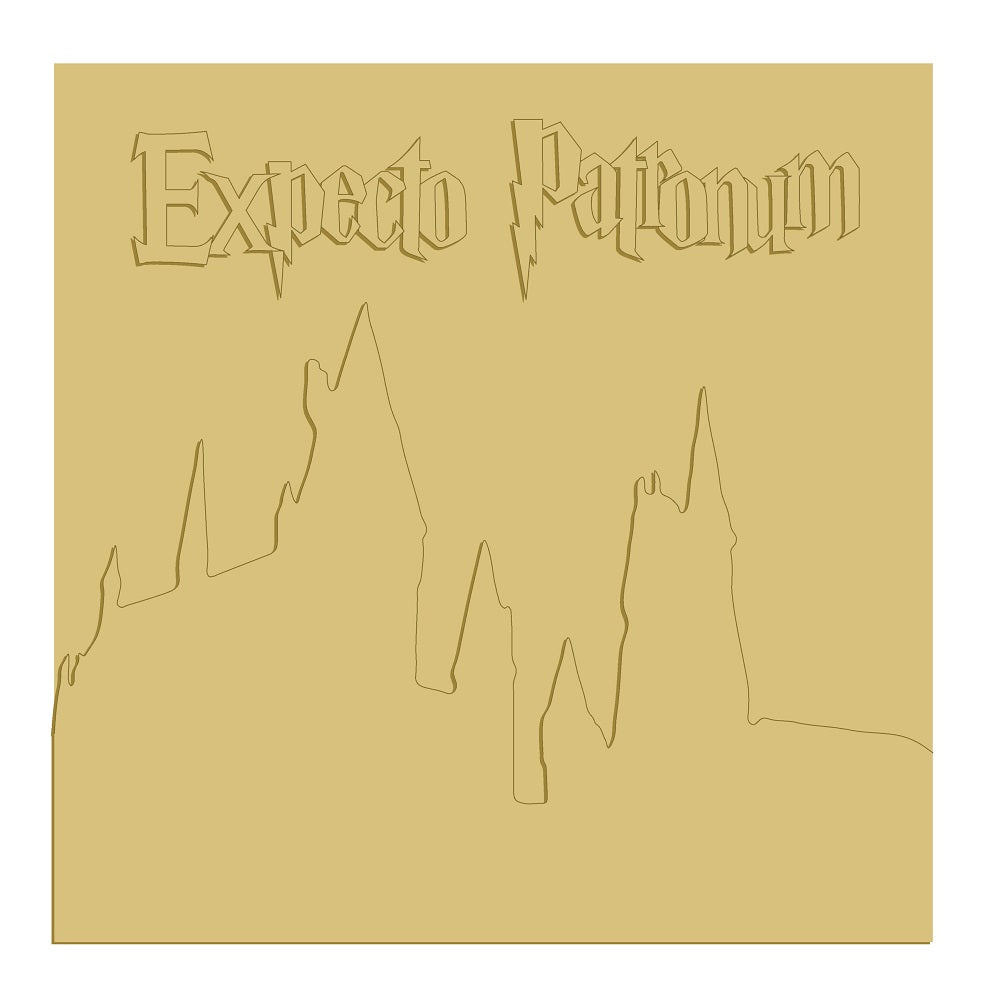 3D Square MDF Cutout Expecto Patronum - Unfinished For DIY