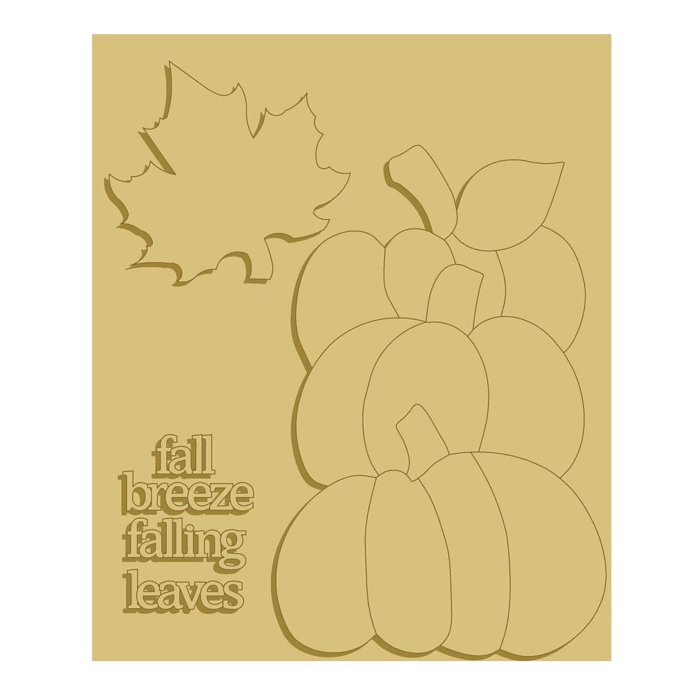 3D Pumpkin Stack MDF Cutout Fall Breeze Falling Leaves - Unfinished For DIY