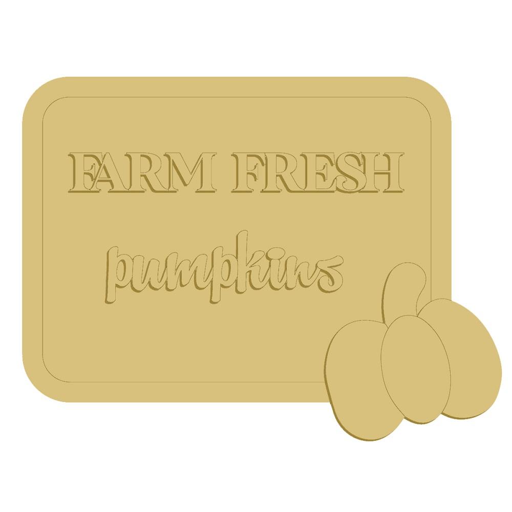 3D Rounded Rectangle MDF Cutout Farm Fresh Pumpkins - Unfinished For DIY