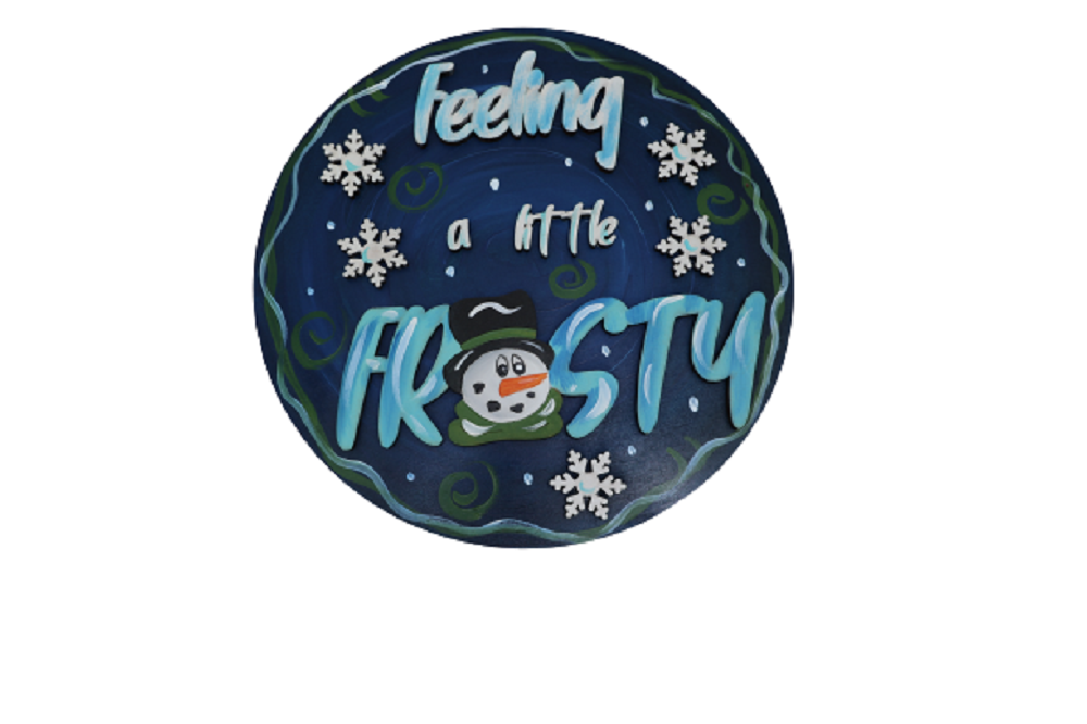 3D Round MDF Cutout Feeling A Little Frosty - Unfinished For DIY