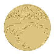 3D Round MDF Cutout Fisherman On Lake Shore With Mountains And Pine Forest - Unfinished For DIY