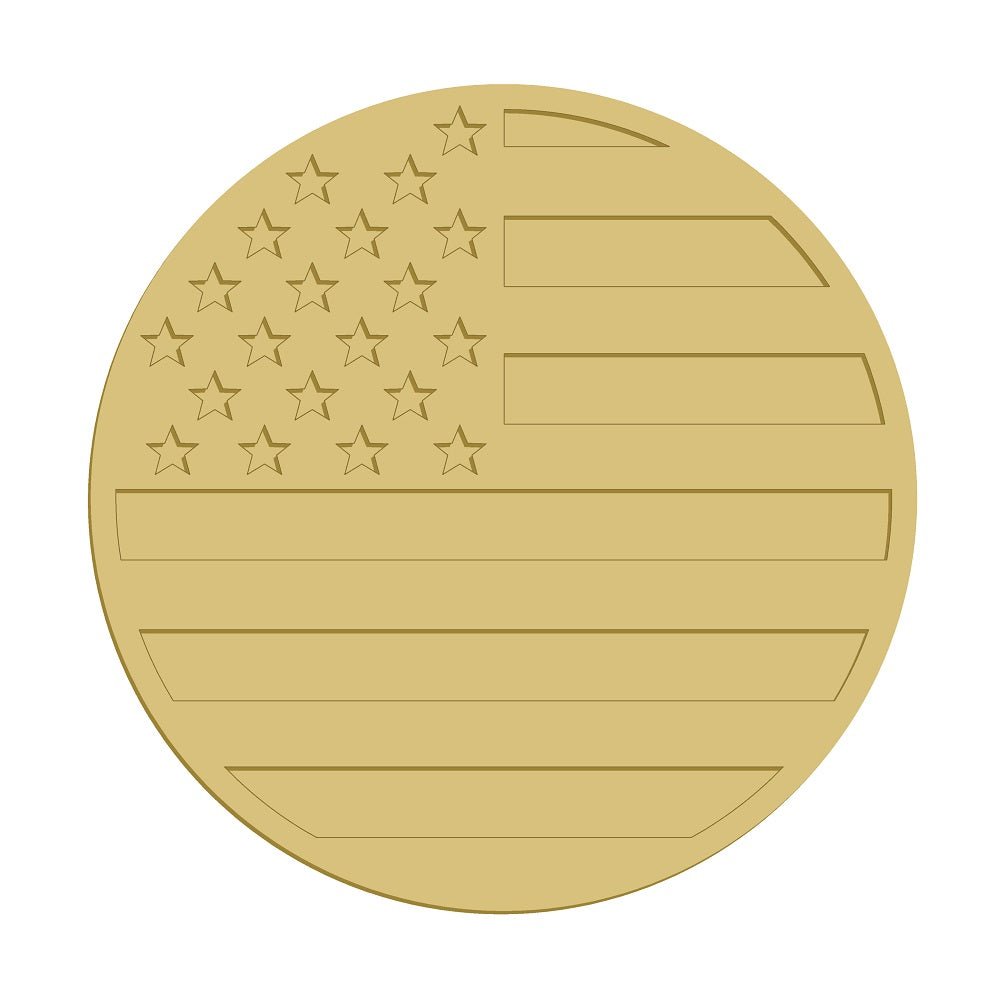 3D Round MDF Cutout American Flag Design - Unfinished For DIY