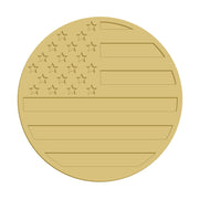 3D Round MDF Cutout American Flag Design - Unfinished For DIY