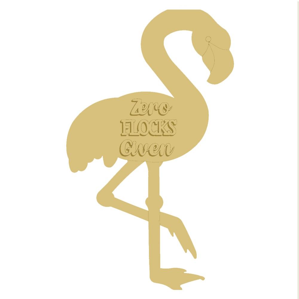 3D Flamingo MDF Cutout Zero Flocks Given - Unfinished For DIY