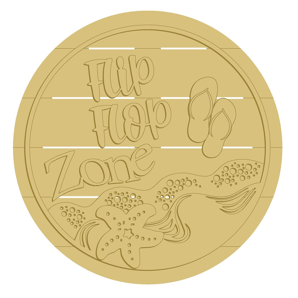 3D Round MDF Cutout Flip Flop Zone - Unfinished For DIY