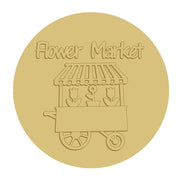 3D Round MDF Cutout Flower Market Cart - Unfinished For DIY