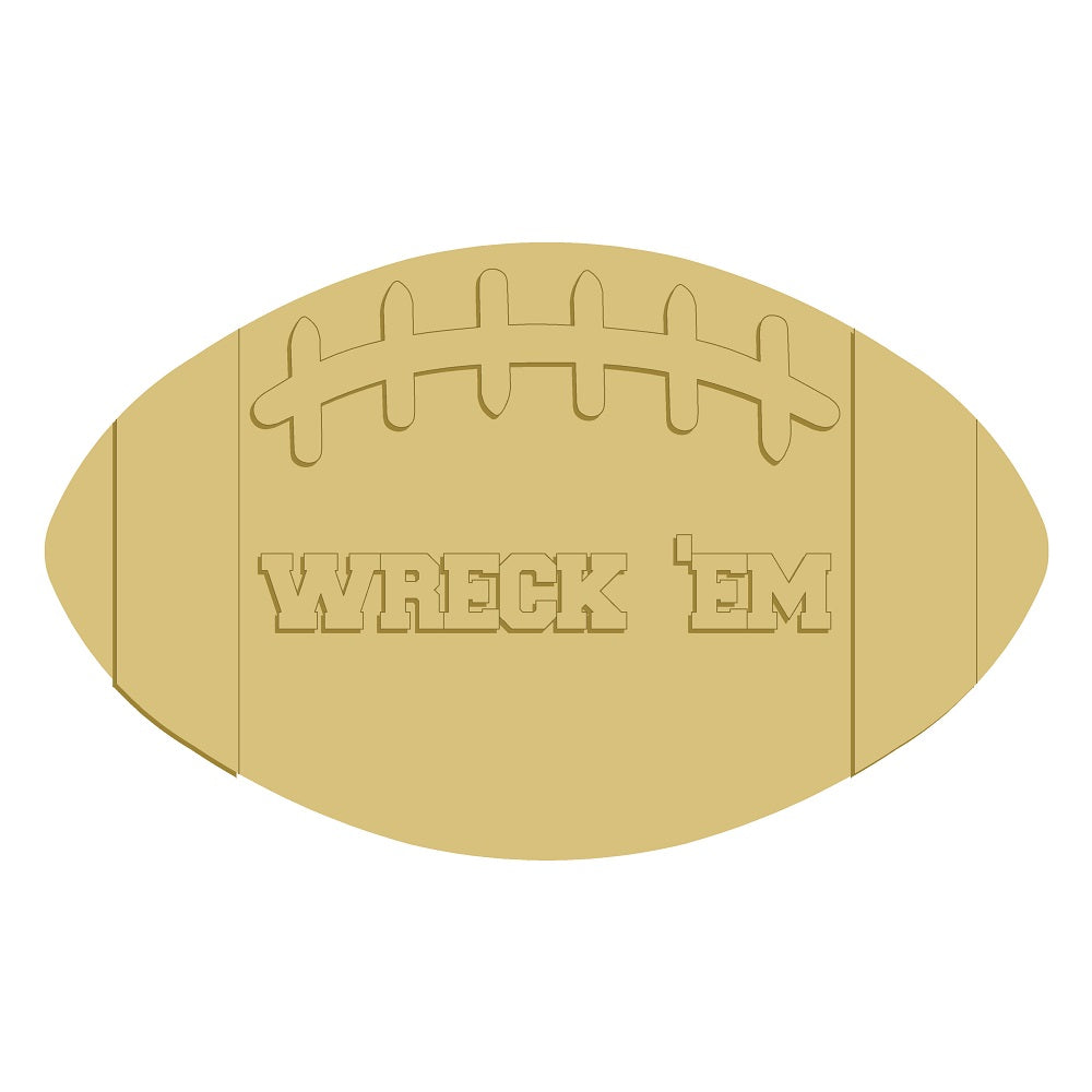 3D Football MDF Cutout Wreck 'Em - Unfinished For DIY