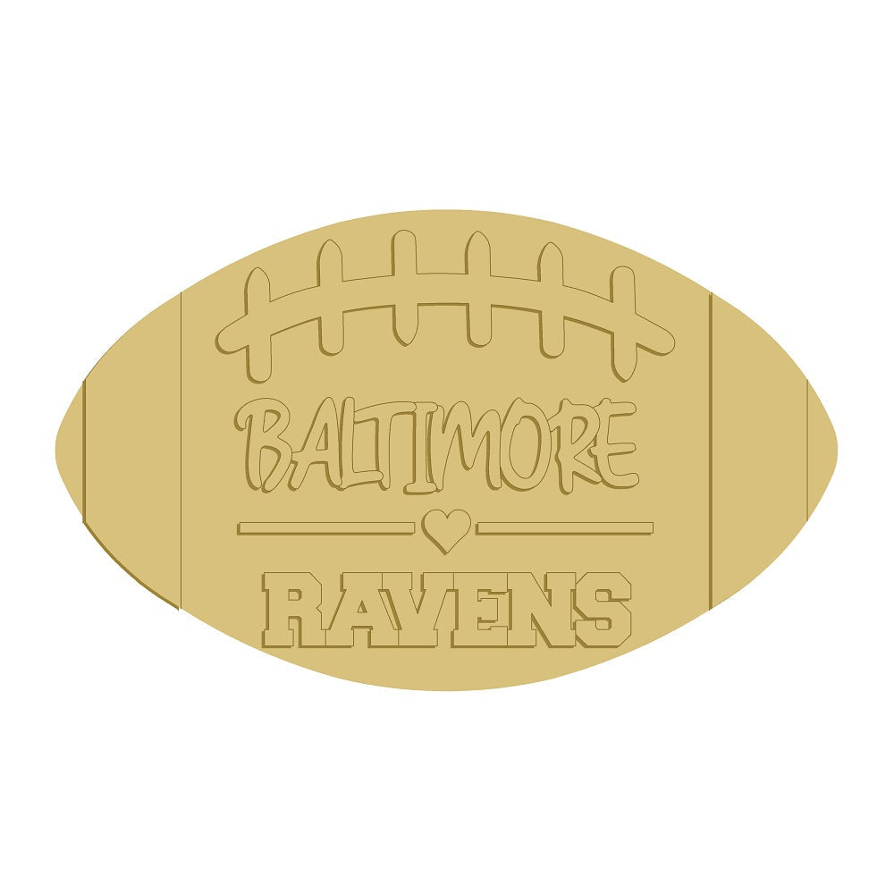 3D Football MDF Cutout Baltimore Ravens - Unfinished For DIY