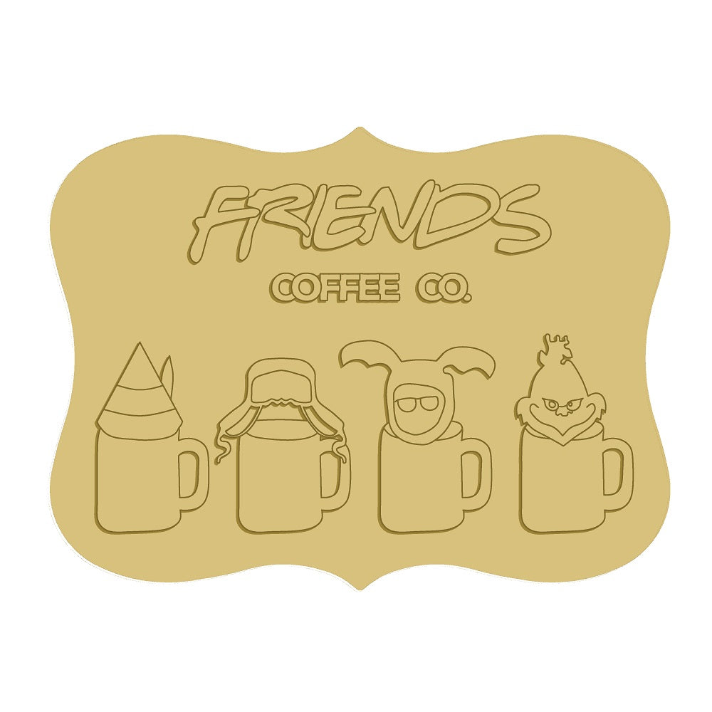 3D Scalloped Plaque Frame MDF Cutout Friends Coffee Co. - Unfinished For DIY
