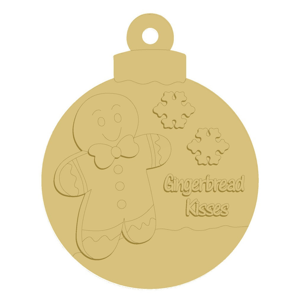 3D Ornament MDF Cutout Gingerbread Kisses With Snowflakes - Unfinished For DIY