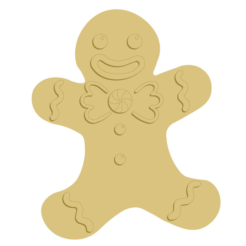 3D Gingerbread Man MDF Cutout Gingerbread Man With Icing Details - Unfinished For DIY