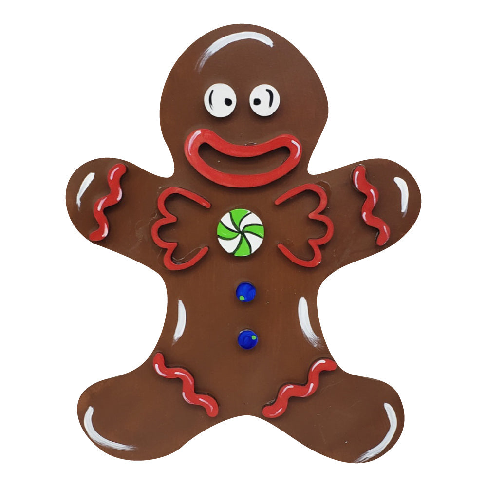 3D Gingerbread Man MDF Cutout Gingerbread Man With Icing Details - Unfinished For DIY