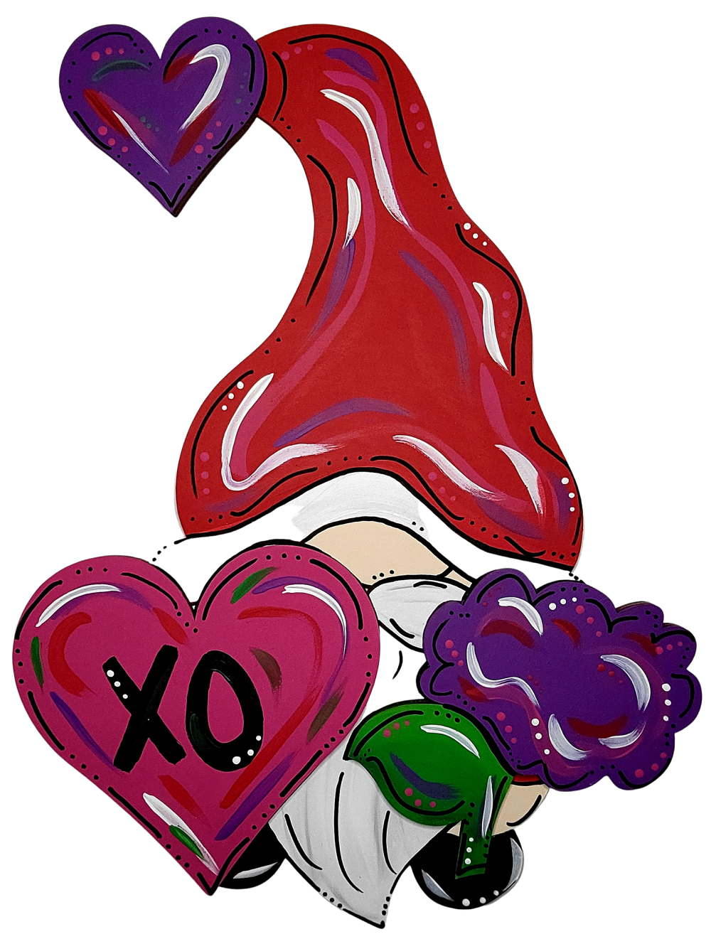 3D Gnome MDF Cutout Heart Hat And Hearts - Unfinished For DIY