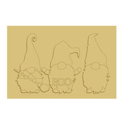 3D Rectangle MDF Cutout Halloween Gnomes With Boo Script and Broom - Unfinished For DIY