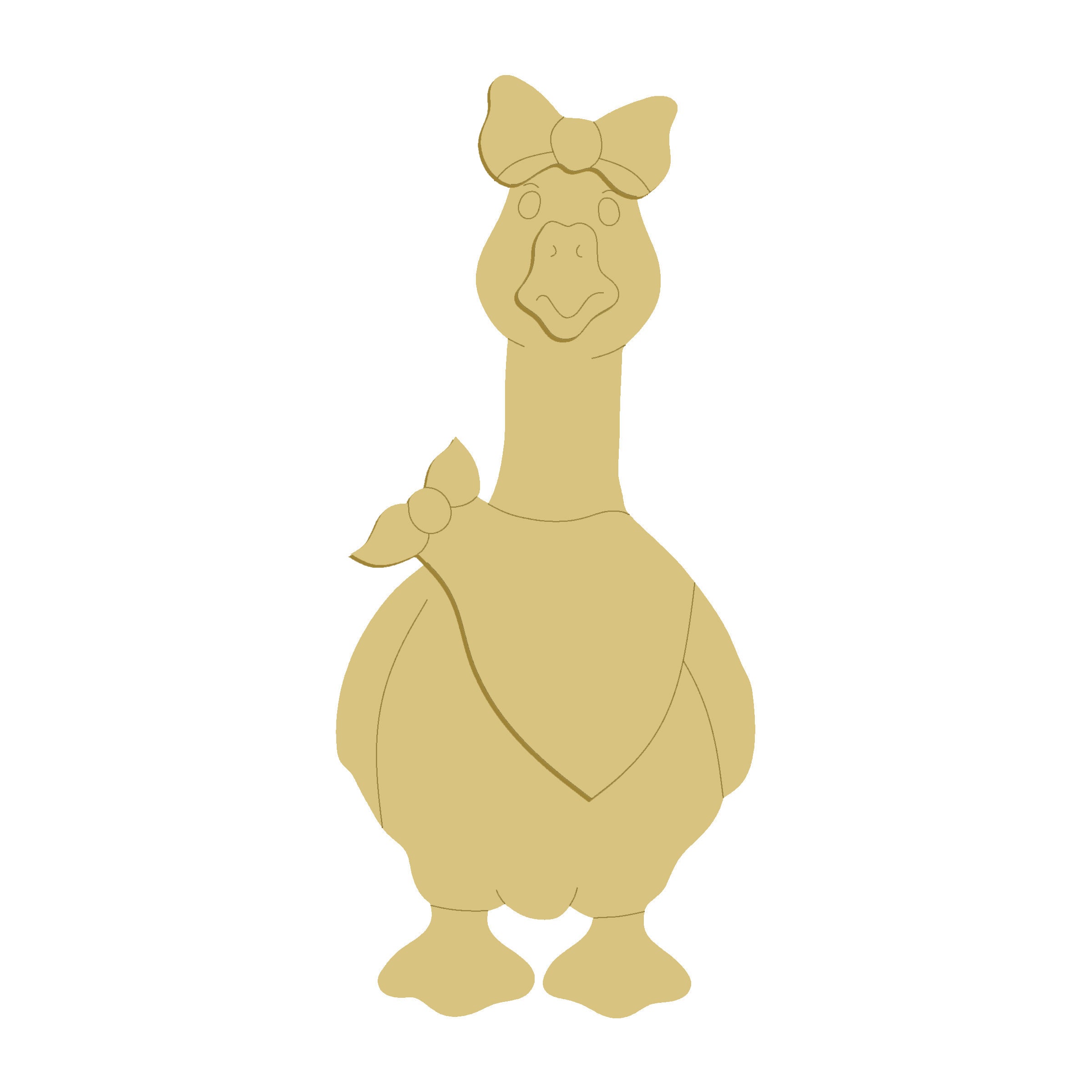 3D Goose with Bow MDF Cutout  - Unfinished For DIY