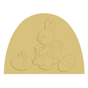 3D Half-Circle MDF Cutout Easter Bunny With Eggs - Unfinished For DIY