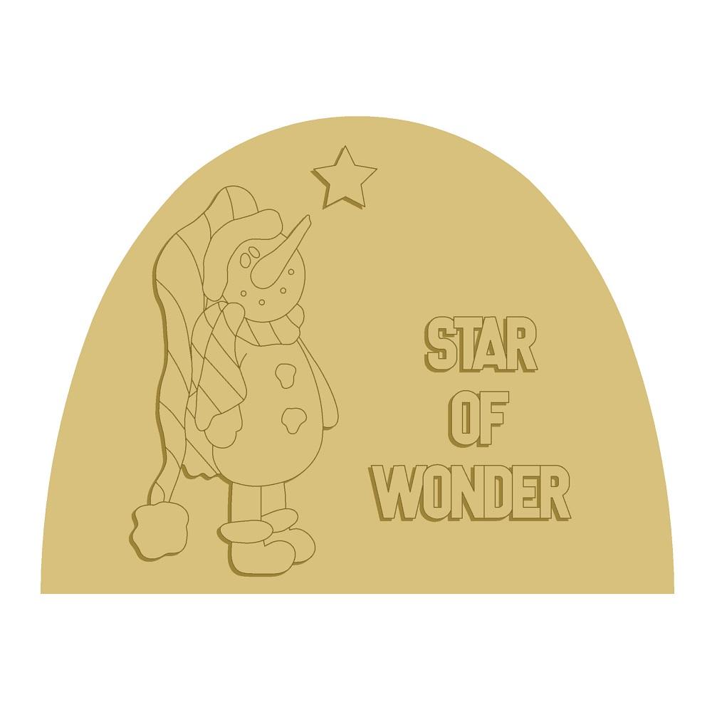 3D Half Oval MDF Cutout Star Of Wonder - Unfinished For DIY
