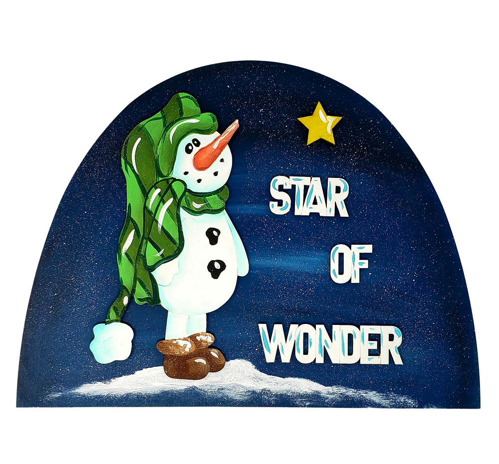 Design By Line Half Oval MDF Cutout Star Of Wonder Snowman - Unfinished For DIY