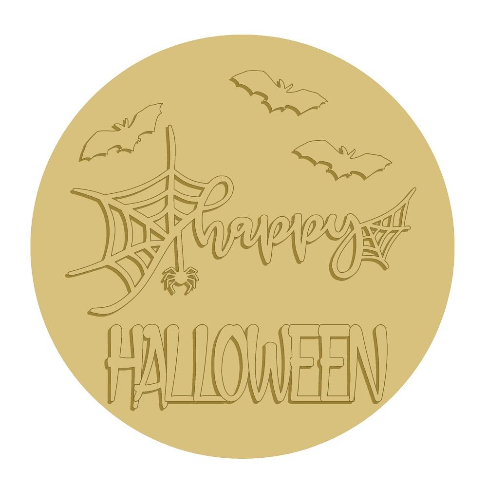 3D Round MDF Cutout Happy Halloween - Unfinished For DIY
