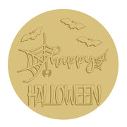 3D Round MDF Cutout Happy Halloween - Unfinished For DIY