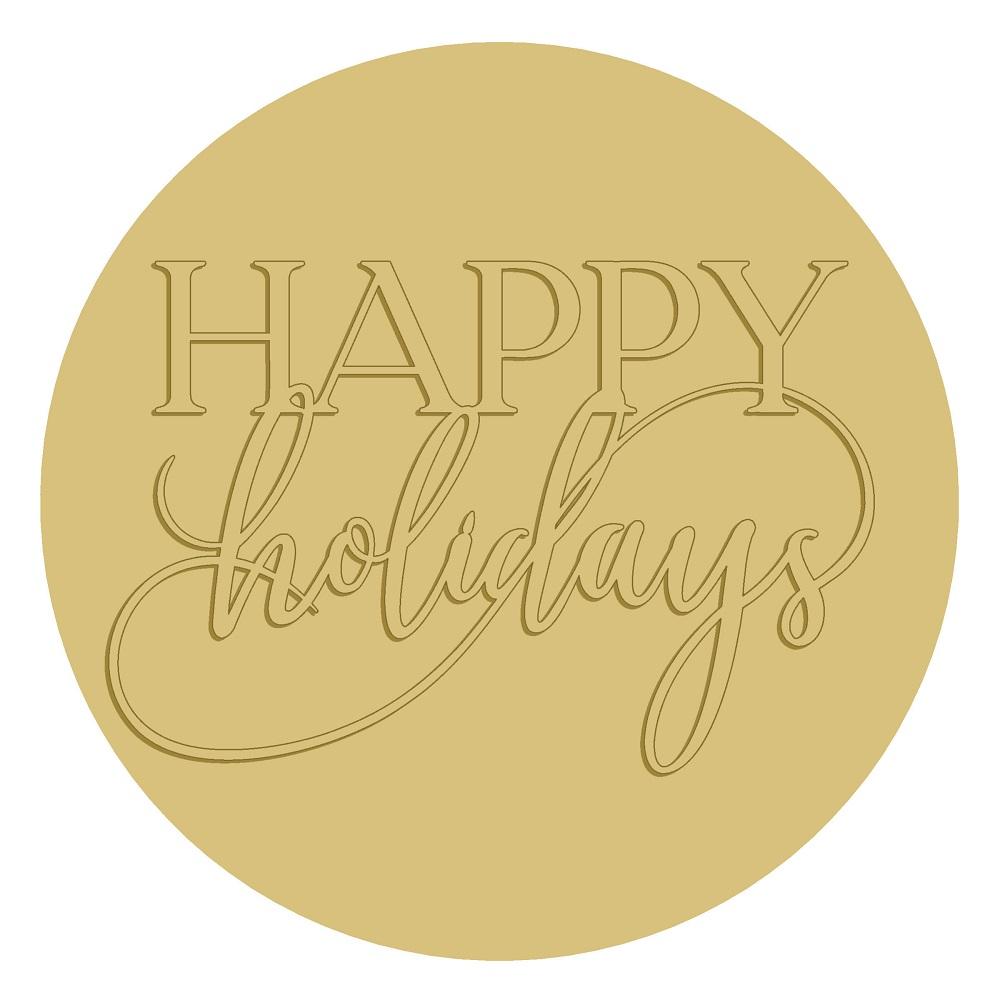 3D Round MDF Cutout Happy Holidays - Unfinished For DIY