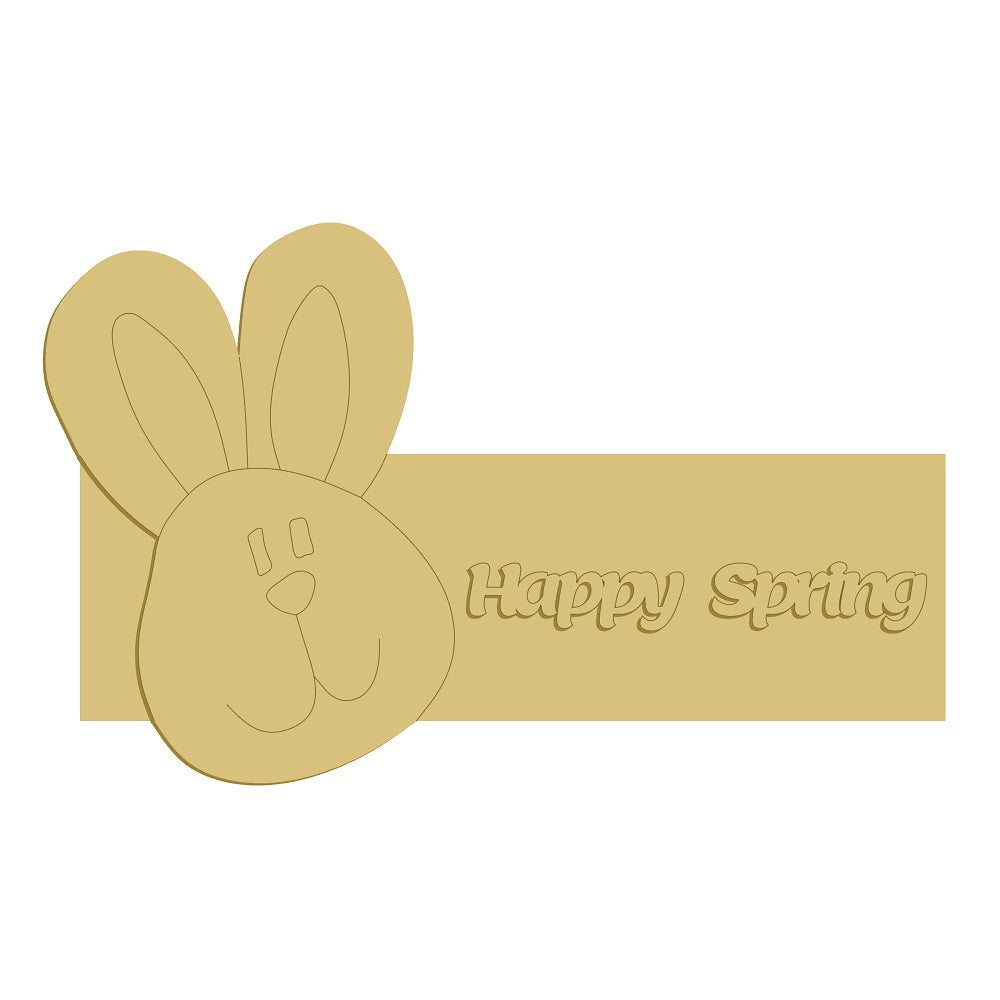 3D Bunny MDF Cutout Happy Spring - Unfinished For DIY