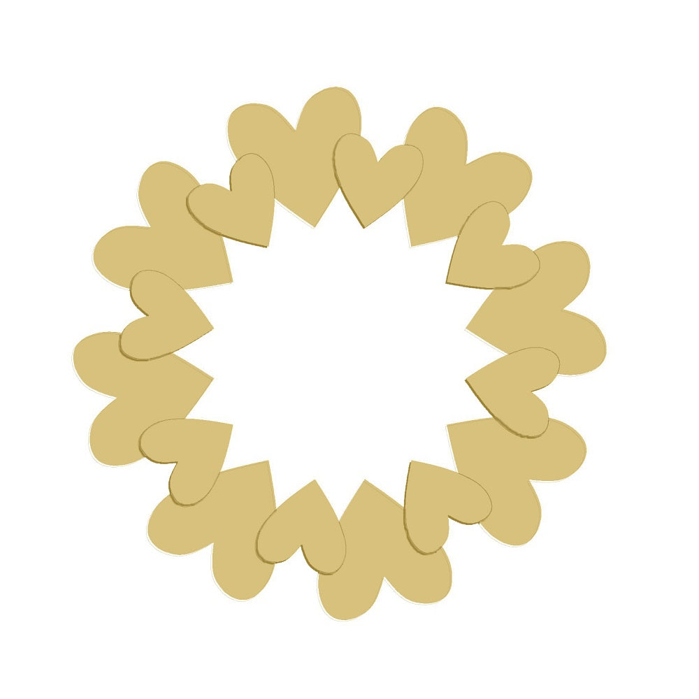 3D Heart Wreath MDF Cutout - Unfinished For DIY