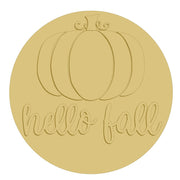 3D Round MDF Cutout Hello Fall Pumpkin - Unfinished For DIY