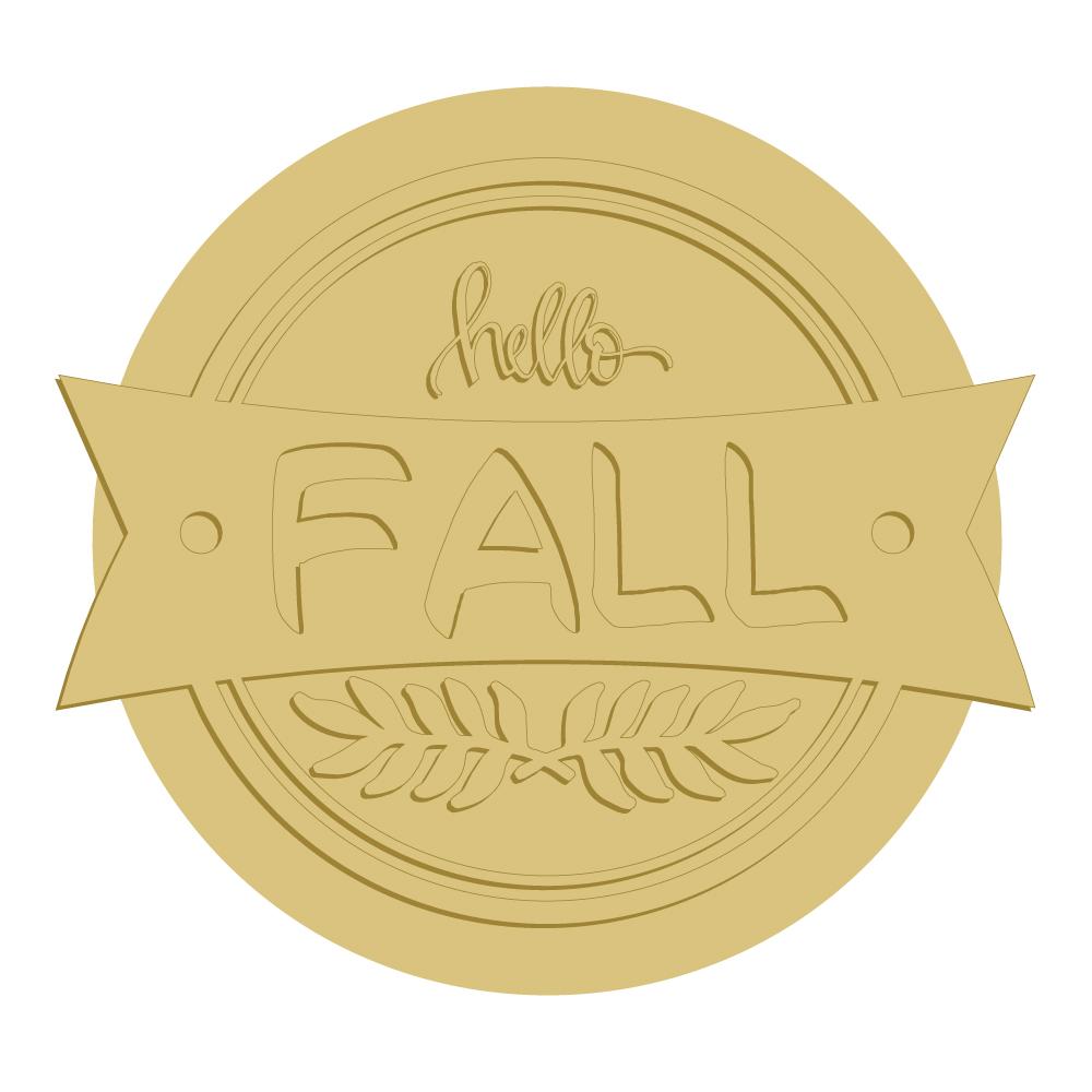 3D Round MDF Cutout Hello Fall - Unfinished For DIY