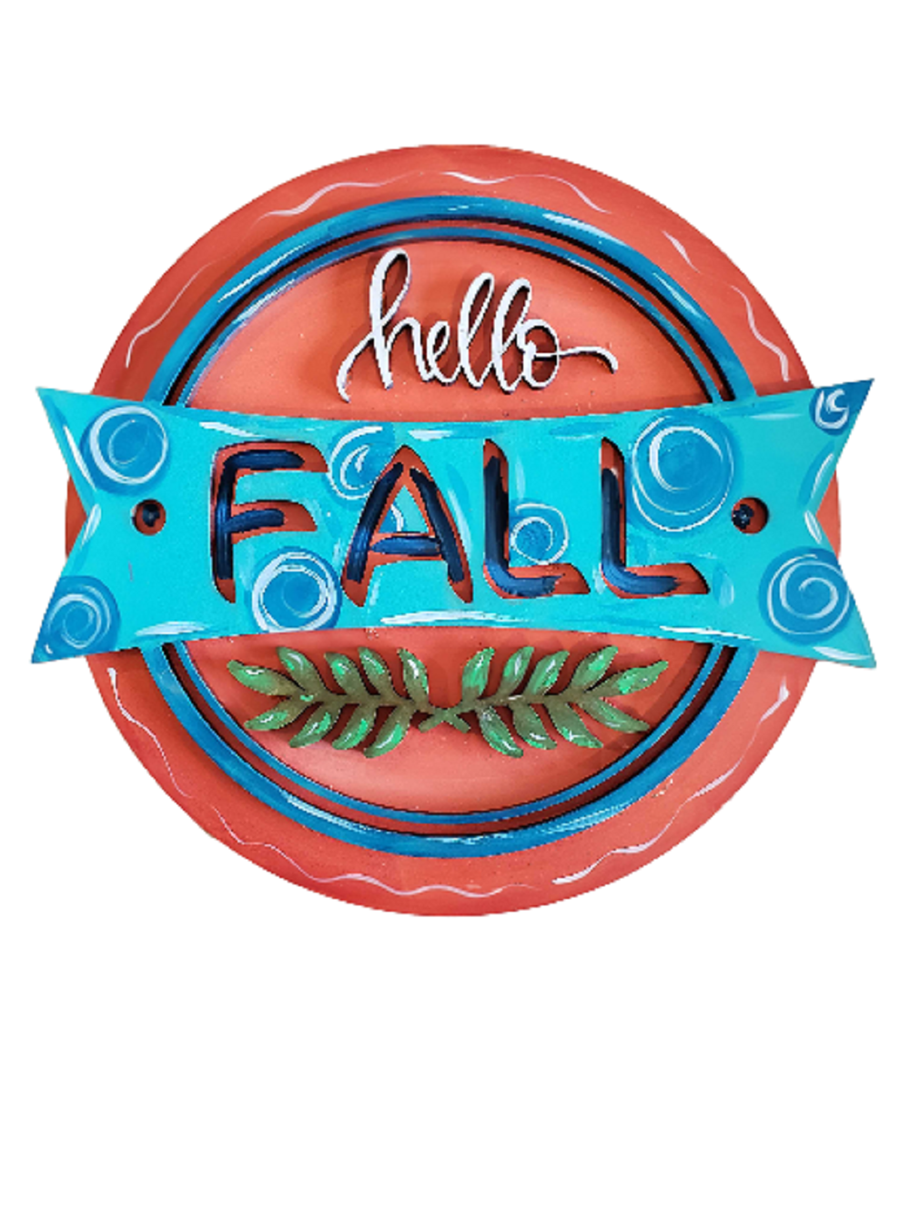 3D Round MDF Cutout Hello Fall - Unfinished For DIY