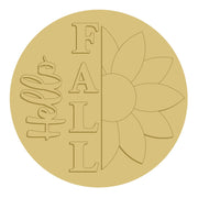 3D Round MDF Cutout Hello Fall Sunflower - Unfinished For DIY