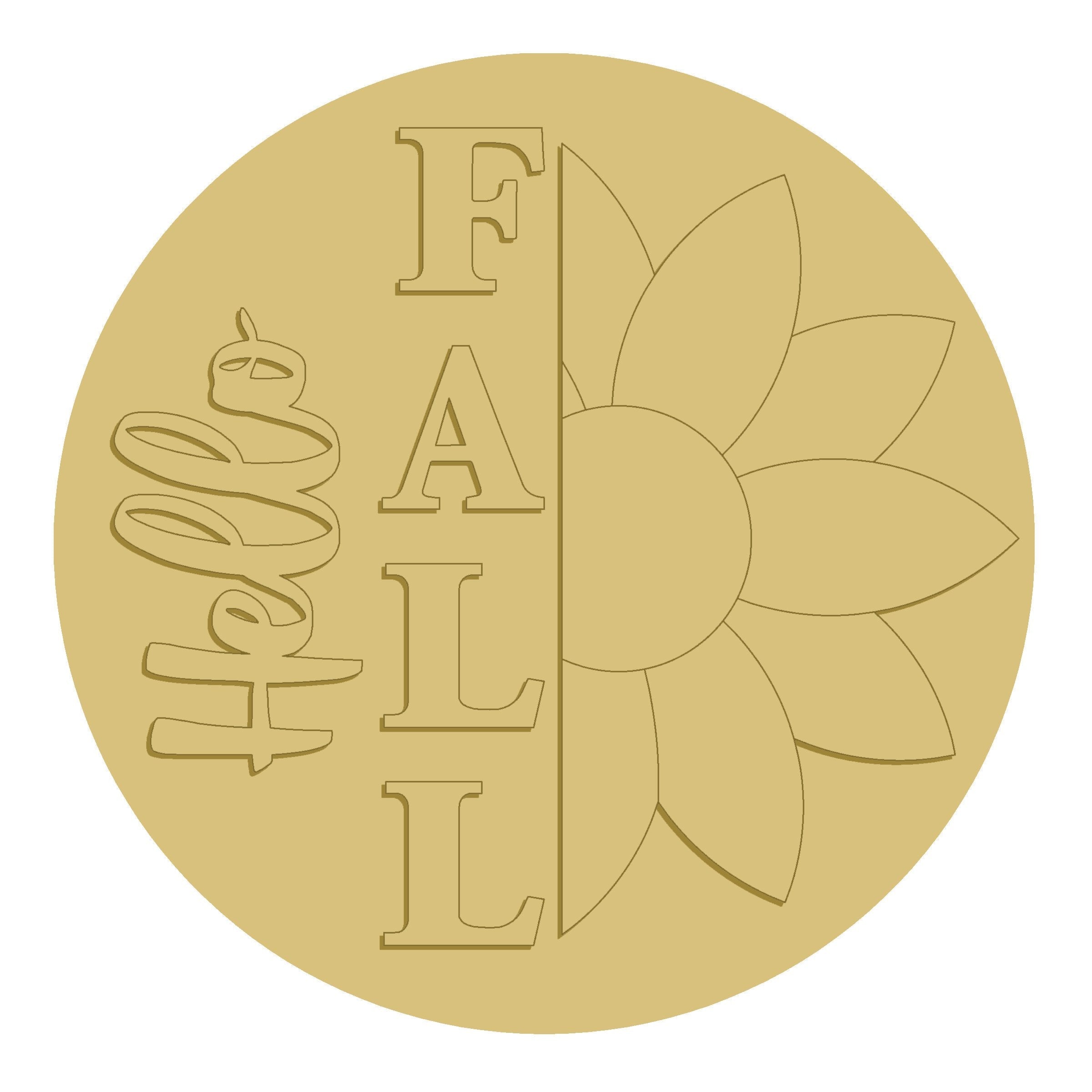 3D Round MDF Cutout Hello Fall Sunflower - Unfinished For DIY