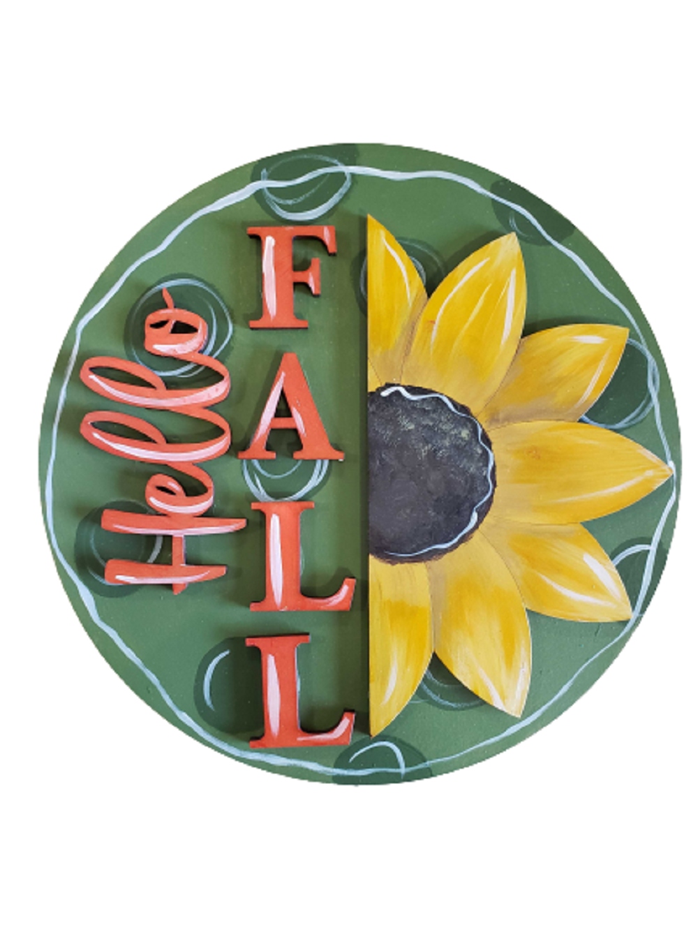 3D Round MDF Cutout Hello Fall Sunflower - Unfinished For DIY